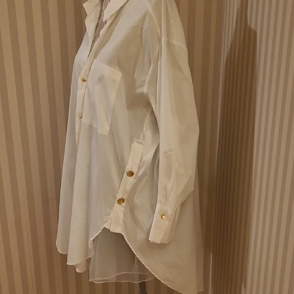 Zara Elegant Cream Button-Down Blouse - Picture 3 of 5